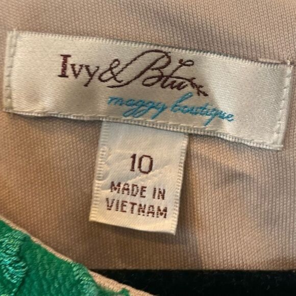 Ivy & Blu Nordstrom Emerald Green Lace Shift Dress Cap Sleeves Size 10 Feminine - Picture 7 of 8